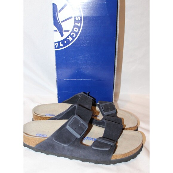 Birkenstock Women US 8 EU 39 Arizona Leather Sandals Washed Midnight Blue Narrow - Picture 2 of 5